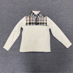 Vera Bradley White Quilted Jacket with Light Blue Trim